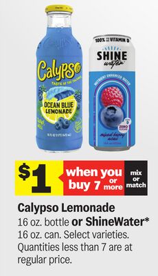 Calypso Lemonade 16 oz. bottle or ShineWater* 16 oz. can.