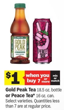 Gold Peak Tea 18.5 oz. bottle or Peace Tea* 16 oz. can
