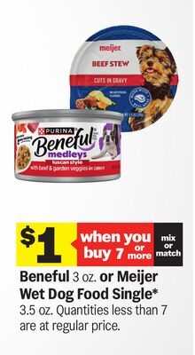 Beneful 3 oz. or Meijer Wet Dog Food Single* 3.5 oz.