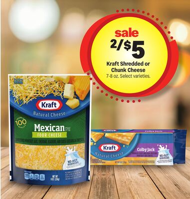 Kraft Shredded or Chunk Cheese