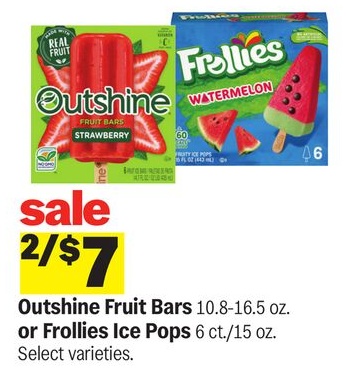 Outshine Fruit Bars 10.8-16.5 oz. or Frollies Ice Pops 6 ct./15 oz.