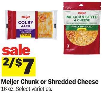 Meijer Chunk or Shredded Cheese