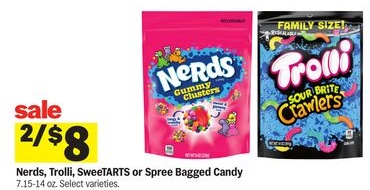 Nerds, Trolli, SweetARTS or Spree Bagged Candy