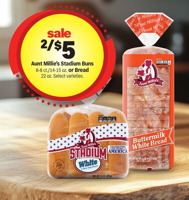 Aunt Millie's Stadium Buns 6-8 ct or Bread 22 oz.