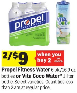 Propel Fitness Water 6 pk./16.9 oz. bottles or Vita Coco Water* 1 liter bottle