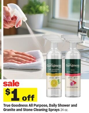 True Goodness All Purpose, Daily Shower and Granite and Stone Cleaning Sprays