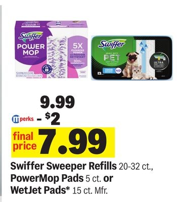 Swiffer Sweeper Refills, PowerMop Pads or WetJet Pads
