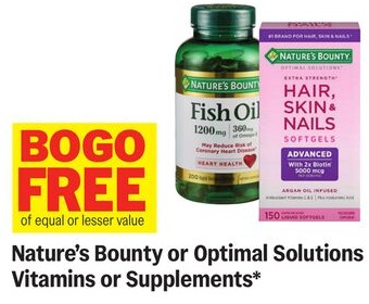Nature's Bounty or Optimal Solutions Vitamins or Supplements*