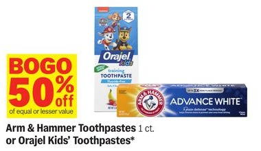 Arm & Hammer Toothpastes 1 ct. or Orajel Kids' Toothpastes*