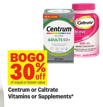 Centrum or Caltrate Vitamins or Supplements*