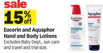 Eucerin and Aquaphor Hand and Body Lotions