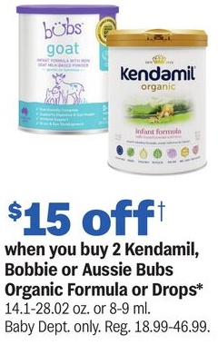Kendamil, Bobbie or Aussie Bubs Organic Formula or Drops*