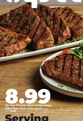 Hy-Vee Choice Reserve boneless beef New York strip steak