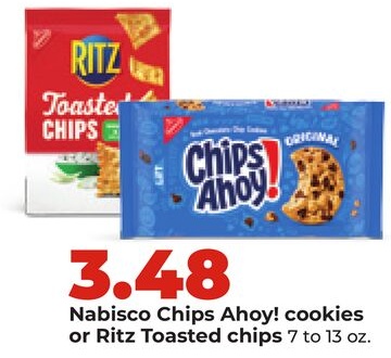 Nabisco Chips Ahoy! cookies or Ritz Toasted chips