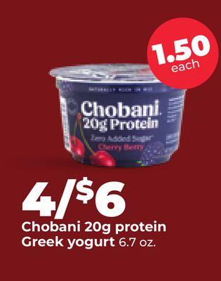Chobani 20g protein Greek yogurt