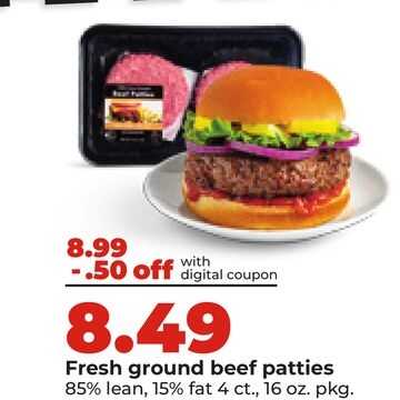 Fresh ground beef patties