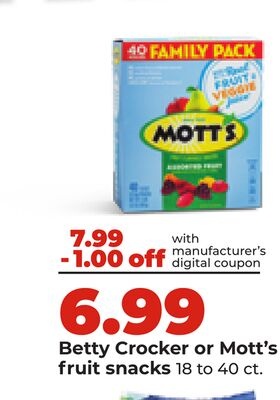 Betty Crocker or Mott's fruit snacks