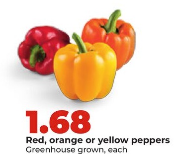 Red, orange or yellow peppers