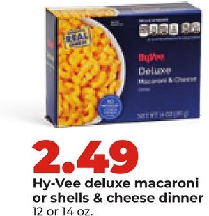 Hy-Vee deluxe macaroni or shells & cheese dinner