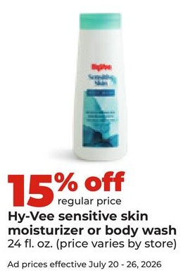 Hy-Vee sensitive skin moisturizer or body wash