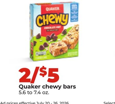 Quaker chewy bars