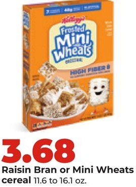 Raisin Bran or Mini Wheats cereal