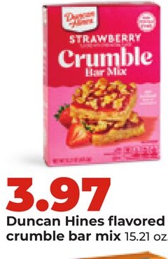 Duncan Hines flavored crumble bar mix