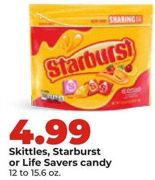 Skittles, Starburst or Life Savers candy