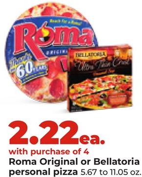 Roma Original or Bellatoria personal pizza