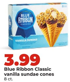 Blue Ribbon Classic vanilla sundae cones