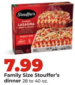 Family Size Stouffer's dinner