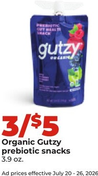 Organic Gutzy prebiotic snacks