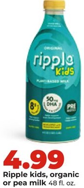 Ripple kids, organic or pea milk