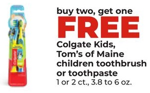 Colgate Kids, Tom's of Maine children toothbrush or toothpaste