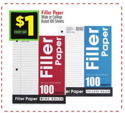 Filler Paper Wide or College Ruled