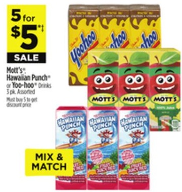 Mott's® Hawaiian Punch® or Yoo-hoo® Drinks