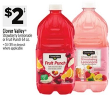 Clover Valley Strawberry Lemonade or Fruit Punch