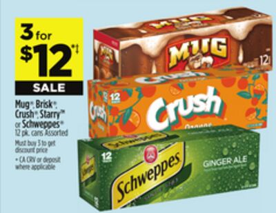 Mug, Brisk, Crush, Starry or Schweppes