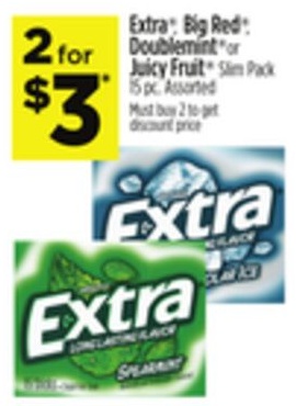 Extra® Big Red® Doublemint® or Juicy Fruit® Slim Pack
