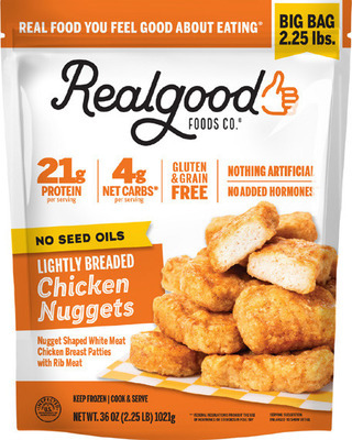 Realgood Foods Co. Lightly Breaded Chicken Nuggets, Strips, or Chunks
