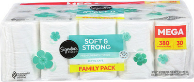 Signature Select Bath Tissue 30 ct. Mega Family Pack or Signature Select Brightly Paper Towels 12 ct. Double Plus Roll