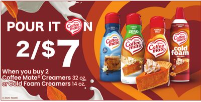 Coffee Mate® Creamers 32 oz. or Cold Foam Creamers 14 oz.