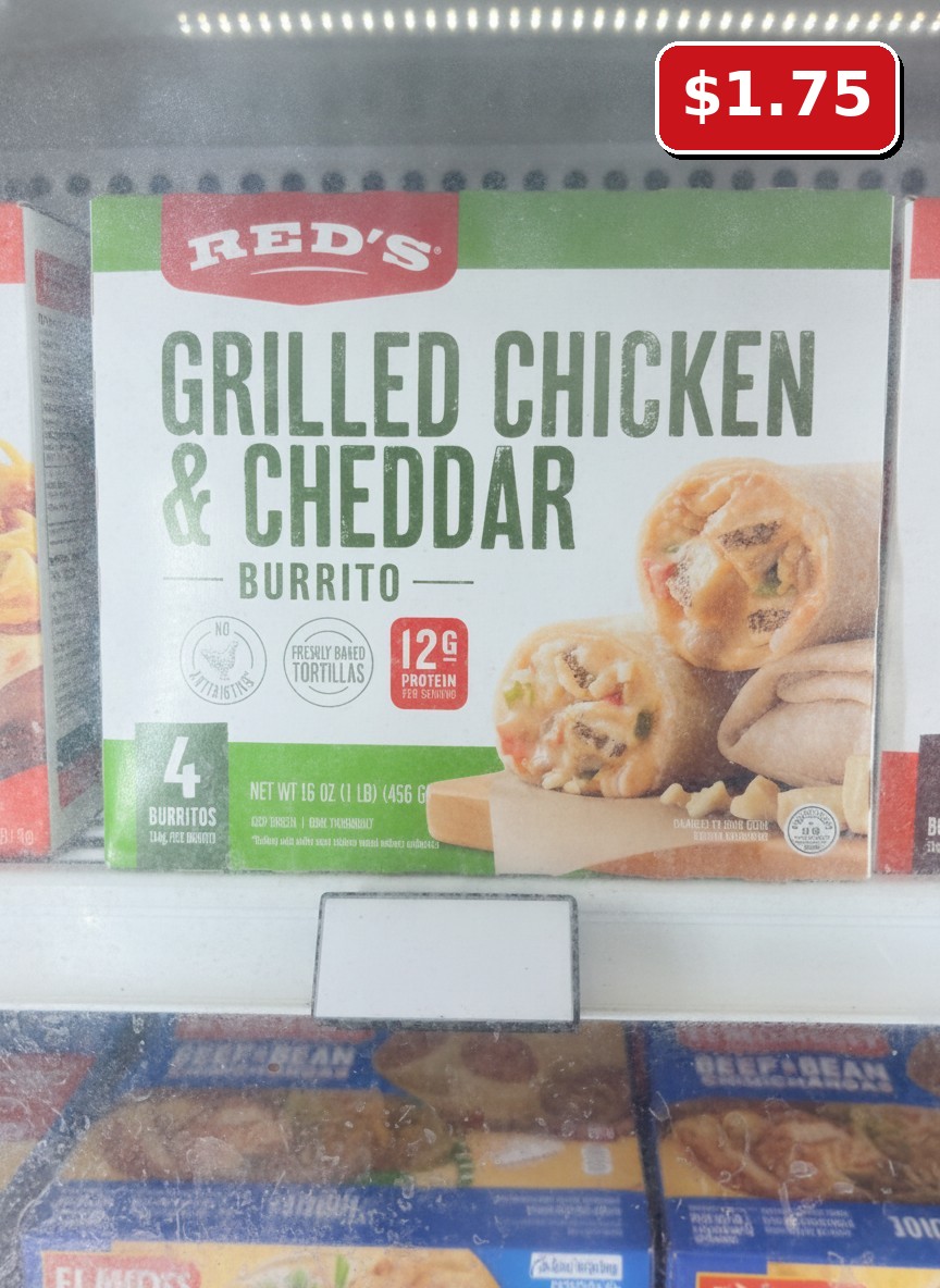 RED'S GRILLED CHICKEN & CHEDDAR BURRITO