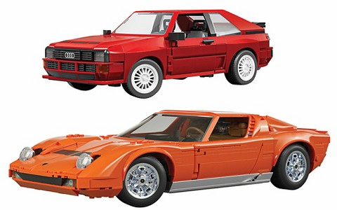 Mattel Brick Shop Hot Wheels Lamborghini Miura P400 SV building kit & Audi S building kit