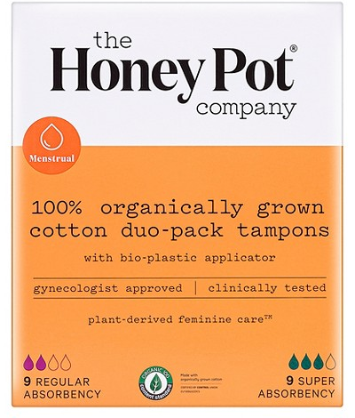 Honey Pot 18-ct. 100% organically grown cotton duo-pack tampons