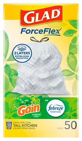 Glad ForceFlex 50-ct. 13-gal. tall kitchen trash bags