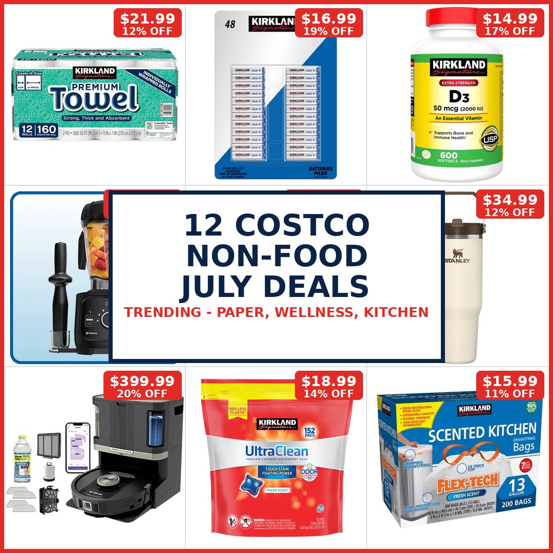 12 Costco non-food trending July deals — paper towels, batteries, Vitamix, Stanley tumbler, Shark robot vacuum, KitchenAid mixer and more