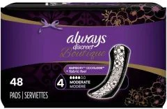 Always Discreet Boutique Incontinence Pads, Moderate Absorbency, Regular Length, 48 Count