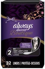 Always Discreet Boutique Very Light Long Liners, 32 ct