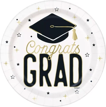Congrats Grad Round Disposable Plates, 9 in